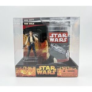 Vintage 2005 Star Wars Han Solo Action Figure & Character Cup Set - New Sealed